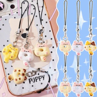 2 / 6 Cái Mặt dây chuyền dây điện thoại di động bánh rán mèo dễ thương - Mặt dây chuyền túi động vật tráng miệng Mini hoạt hình - Móc khóa búp bê nhựa - Cặp đôi treo bùa cho túi xách, điện thoại, chìa khóa ô tô - Quà tặng vòng chìa khóa