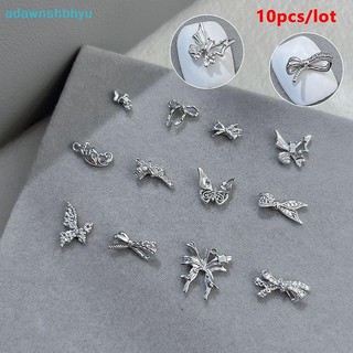 Adawnshbhyu 10 Chiếc Màu Bạc Bướm Móng Tay Nghệ Thuật Trang Trí Bling Kim Cương Giả Nơ Móng Tay Quyến Rũ Cho Bé Gái DIY Dụng Cụ Làm Móng Tay Phụ Kiện VN