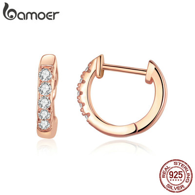 Bông tai bạc Bamoer 925 Thiết kế hình tròn tinh tế Quà tặng đơn giản cho nữ SCE498-CS