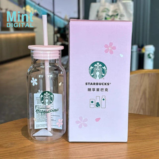 Cốc Starbucks 500ml Hồng Hoa Anh Đào Cà Phê Lắc Cốc Rơm Chịu Nhiệt Độ Cao Sữa Thủy Tinh Thưởng Thức Bình Nước