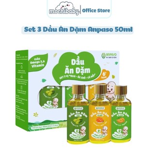 Set 3 dầu ăn dặm Anpaso cho bé mỗi chai 50ml giúp bổ sung vi chất toàn diện cho bé, Dầu ăn dặm Anpaso ép lạnh cho bé 6m+