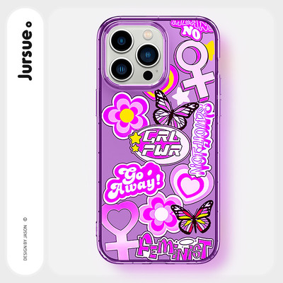 JURSUE Ốp lưng dễ thương đẹp hoạt hình Anime độc lạ nghệ thuật ngộ nghĩnh nữ chống sốc chống bẩn mềm cho iPhone 16 15 14 13 12 11 PRO MAX SE 2020 X XR XS ip 8 7 Plus kute XYP174