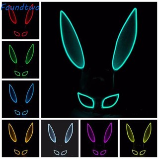 Foundtwo Mặt nạ Cosplay Mặt nạ Halloween Hóa trang Đảng Thỏ Mặt nạ Thỏ Mặt nạ Mặt nạ Cosplay Led Mặt nạ phát sáng