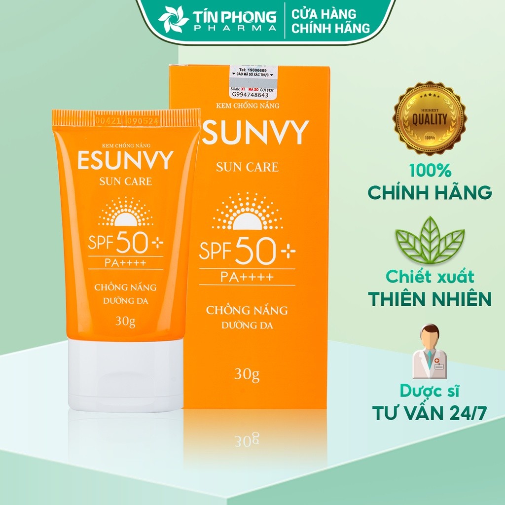 Kem Chống Nắng Nâng Tone, Kiềm Dầu, Không Thấm Nước Esunvy Sun Care Spf50+/Pa++++ Cho Da Nhạy Cảm Tuýp 30G Tmp019