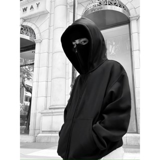 Áo Hoodie BaLacLava, Hoodie Ninja Thiết Kế Độc Đáo, 2 Mũ Trùm Kín Đầu Menswear Dài Tay