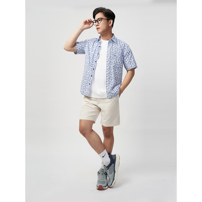 Sơmi ngắn tay lai ngang VIETTIEN SMART CASUAL vải sợi hoa hồng phom regular VT00000216