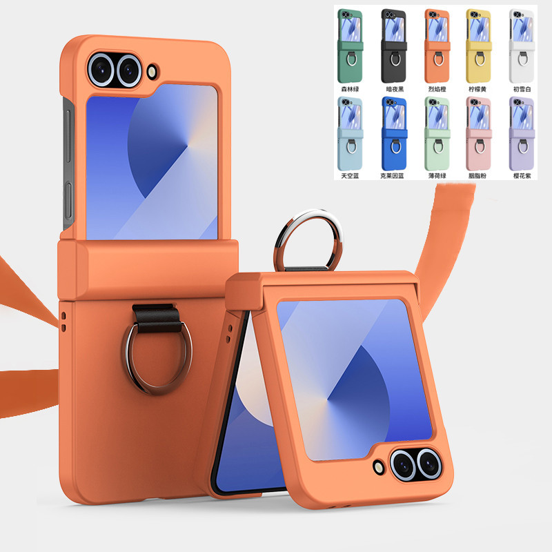 Vỏ giữ nhẫn màu kẹo mỏng cho Samsung Galaxy Z Flip 6 Z Flip 5 4 3 Full Bản lề Matte Case Chống sốc S