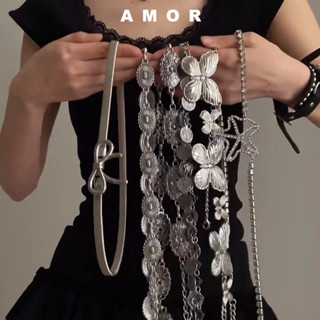 Dây thắt lưng bướm kim loại bạc trang trí phong cách bohemian cổ điển dành cho nữ có váy