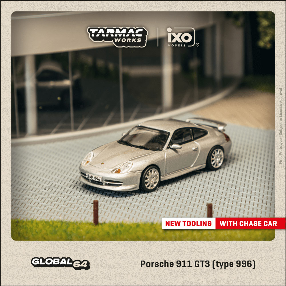 Tarmac Works TW 1: 64 Porsche Porsche 911 GT3 996 Mẫu xe hợp kim bạc