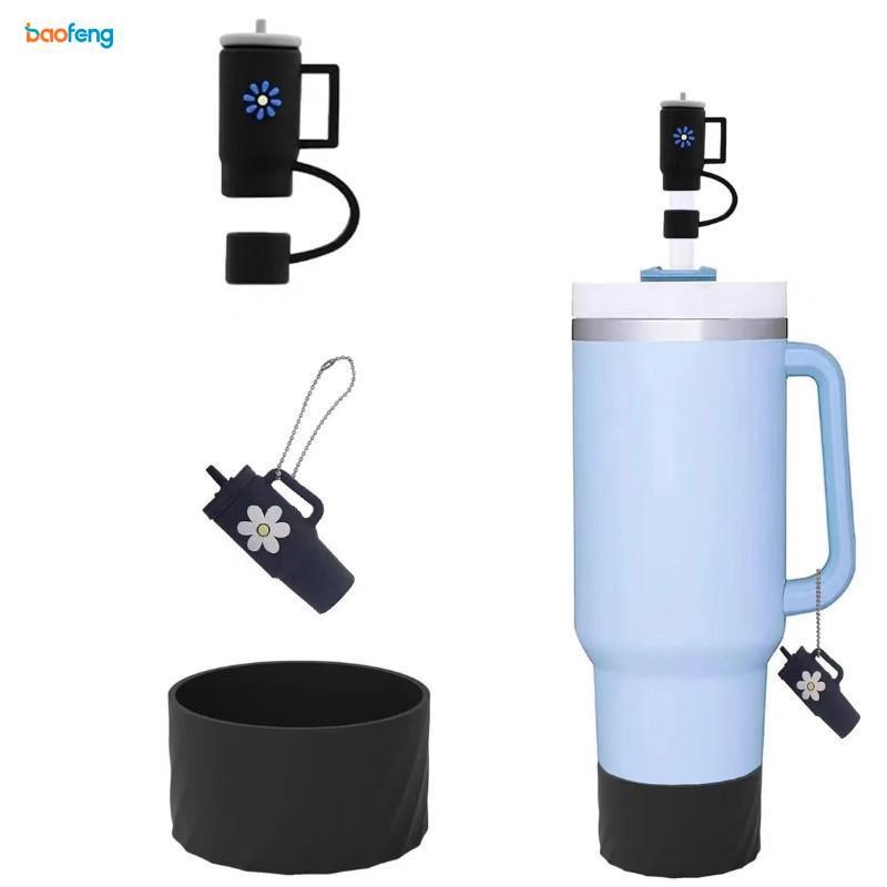 Bộ mặt dây chuyền nắp ống hút & bình nước bằng silicon, nắp ống hút hình ống hút Stanley Tumbler Nắp