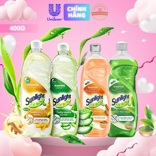  Nước Rửa Chén Bát Sunlight Thiên Nhiên Muối Lô Hội | Matcha Trà Nhật | Chanh Vàng - Chai 400G 