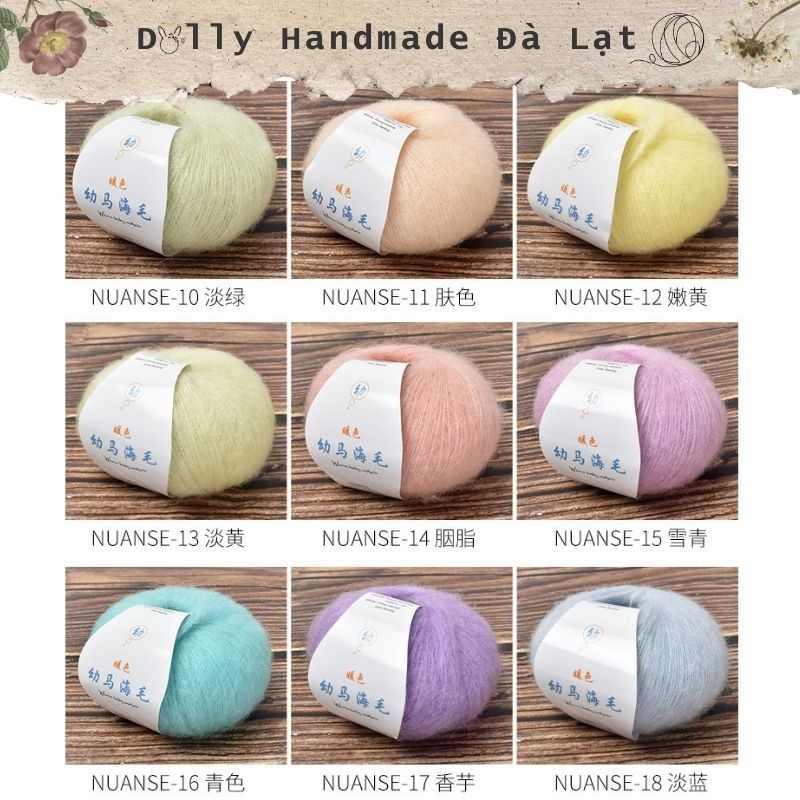 LEN BABY MOHAIR CUỘN 25g  - Dolly Handmade Đà Lạt (len mohair chính hãng chất lượng, len mềm, êm, mà
