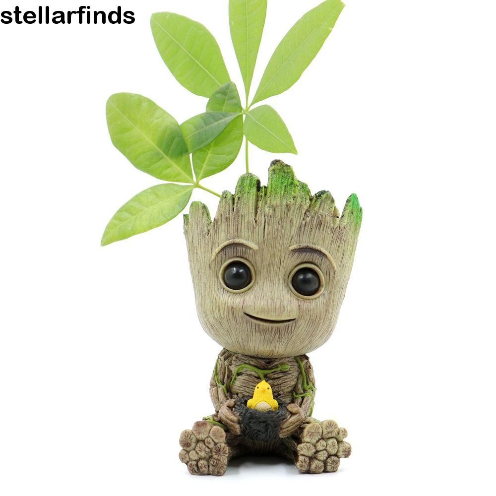 Stellarfinds Cây Người Groot Mô Hình Ngồi Xe Trang Trí Mini Groot Avengers Marvel 6CM Mô Hình Búp Bê