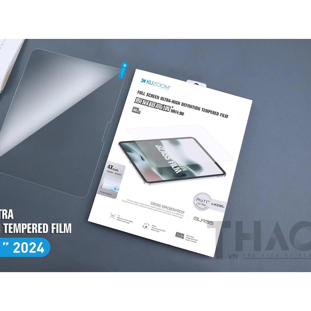 Cường Lực Kuzoom dành cho iPad, bảo vệ màn hình khỏi va đập và trầy xước