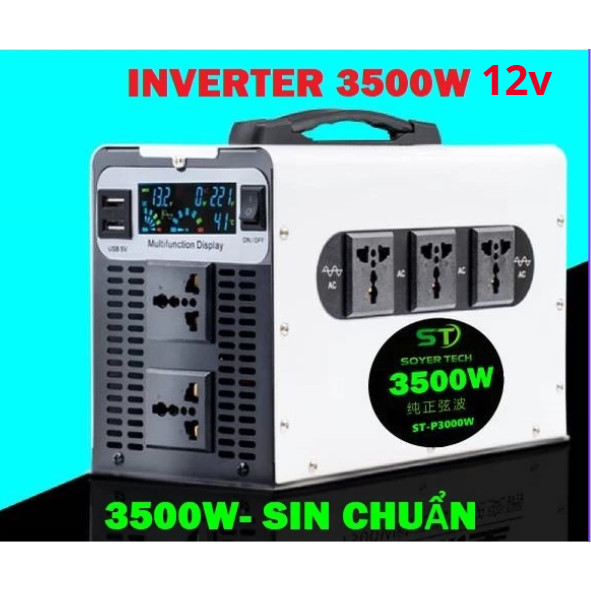 Bộ chuyển đổi điện Sin Chuẩn 12V-3500W-SOYER TECH -Bộ Đổi Nguồn 12V sang 220V Sin Chuẩn STN-3500w/12
