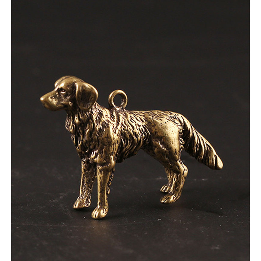 Tượng Nhỏ Bằng Đồng Kiểu Dáng Con Chó Ta Đứng Trang Trí Móc Khóa Làm Quà Tặng