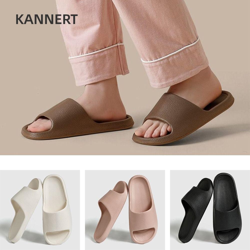 Dép Nữ KANNERT, Dép Đế Bằng Mềm Chống Trơn Trượt, Dép Phòng Tắm Màu Trơn PVC Thoải Mái Đi Bộ Ngoài Trời