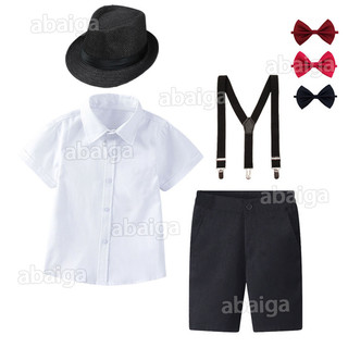 Quần Short Trẻ Em Cho Bé Trai Trang Trọng Quần Suspender Nơ Đồng Phục Học Tập Cho Thanh Thiếu Niên Đen Trẻ Em Quần Dịp Bộ Quần Áo Seluar Budak