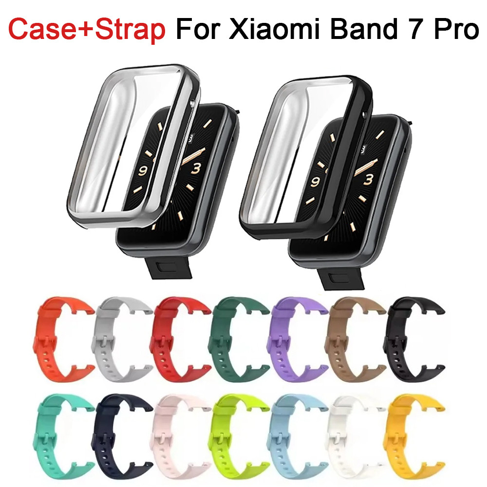 2 trong 1 cho Xiaomi Mi band 7 Pro Dây đeo Xiaomi Mi band 7 Pro Dây đeo TPU mềm + Vỏ PC