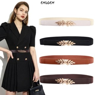 Dây thắt lưng lá CHLOCH, Dây thun co giãn Skinny sáng bóng, Khóa kim loại bằng da PU thời trang Lá Thắt lưng mỏng dành cho nữ Cô gái