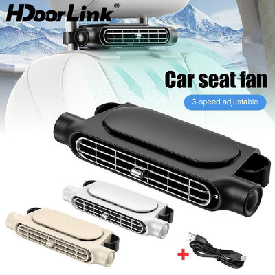 HdoorLink Ghế Ô Tô Tựa Đầu Quạt Làm Mát Quạt Không Khí 3 Tốc Độ Có Thể Điều Chỉnh USB Cổ Xe Hơi Làm Mát Cho Ô Tô