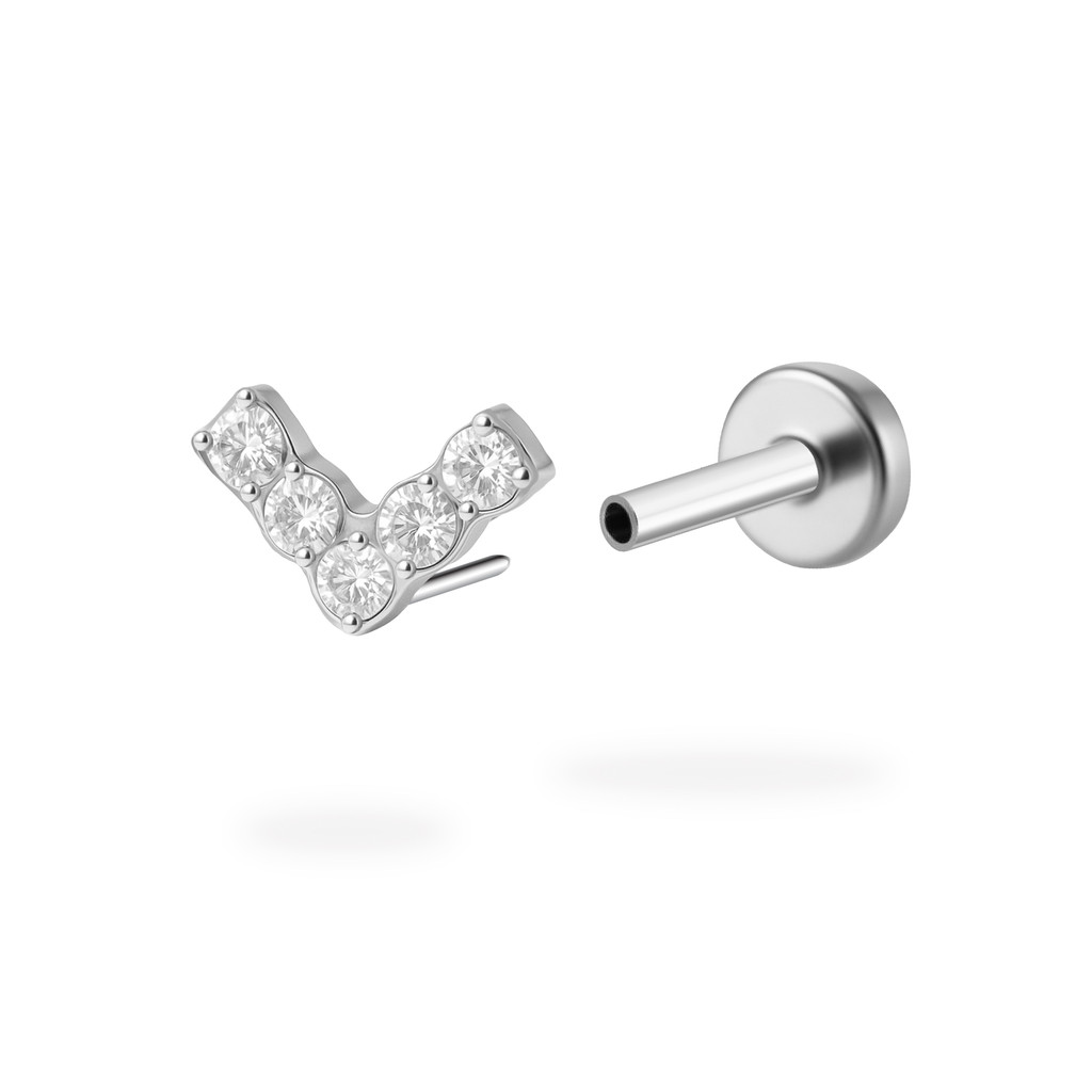 Bông tai lưng phẳng CZ Vertex Titanium (1❈ ้ น)