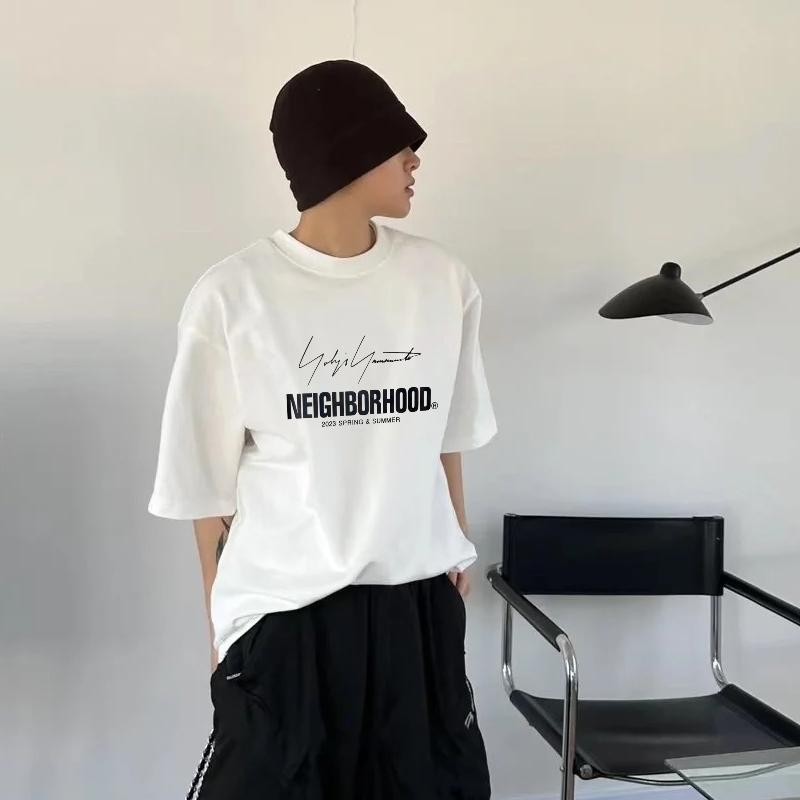 Dạo Phố NEIGHBORHOOD Áo Thun Tay Ngắn Cotton Nguyên Chất Cổ Tròn Áo Thun In Hình yamamoto yamamoto H