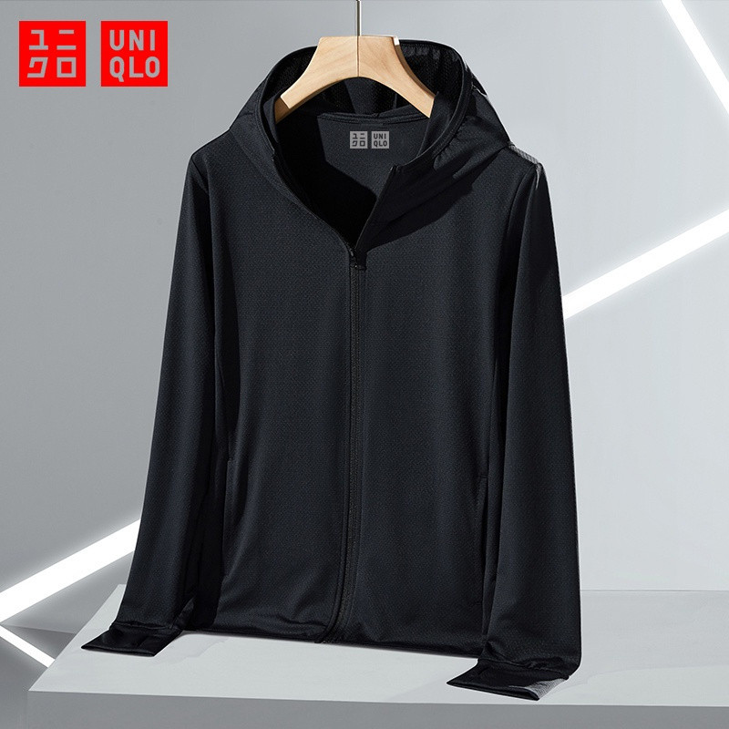 Áo khoác nam Uniqlo Airism Chống tia cực tím Áo gió lưới dài tay Full Zip Áo Hoodie