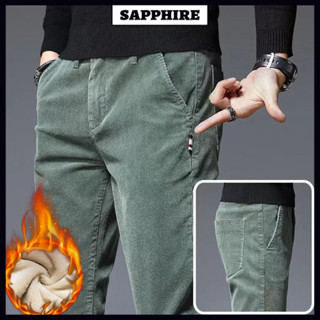 Quần nhung kẻ thu đông quần nam co giãn thoải mái Quần dài nam lót nhung ống đứng tôn dáng hợp thời trang dễ phối