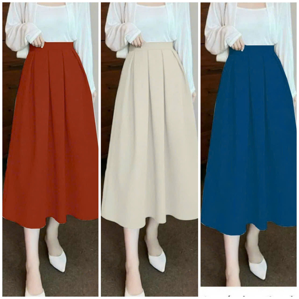 Chân Váy Nữ MAKKA Dáng Dài Bigsize Cạp Cao Xếp Ly Eo NT6413