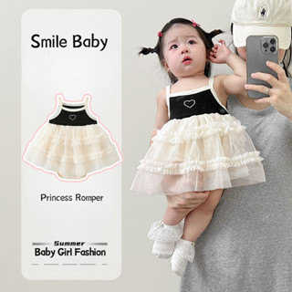 Quần Áo Cho Bé Mùa Hè Mới Bé Gái Onesie Lưới Suspender Đầm Công Chúa Áo Liền Quần Trẻ Sơ Sinh Dễ Thương Xì Hơi Áo Tiệc Sinh Nhật