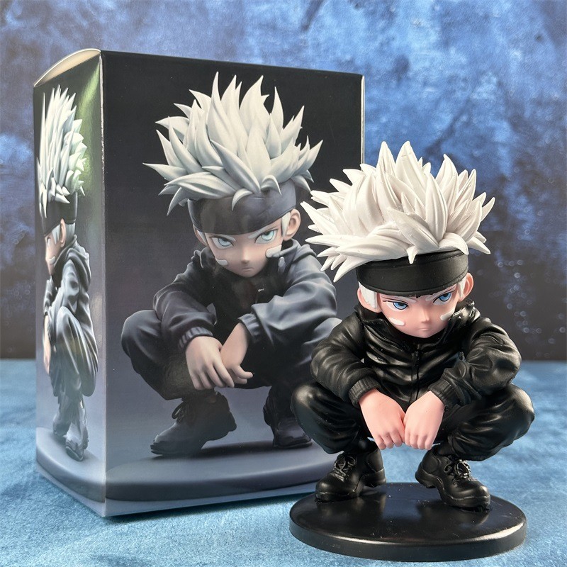 Jujutsu Kaisen Anime Mantra Q Phiên Bản Gojo Satoru Ngồi xổm Tư Thế Gojo Satoru Tay Mô Hình Đóng Hộp
