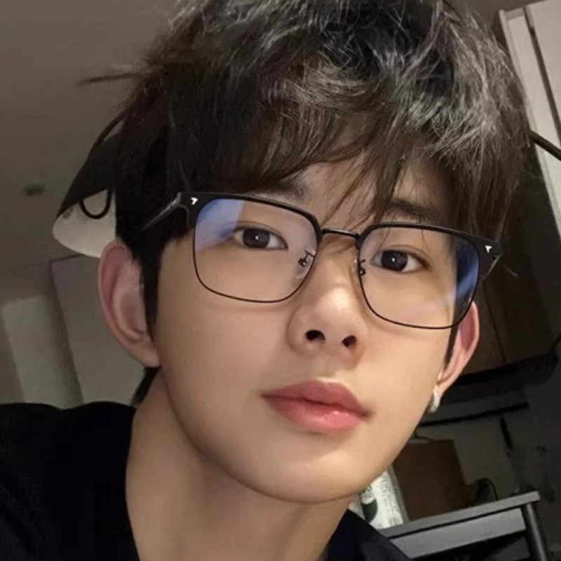 [Cận thị 0,5 đến 4,00 độ] Ống kính chống bức xạ, kính nửa khung thời trang, kính cận chống ánh sáng xanh cho nam và nữ 533