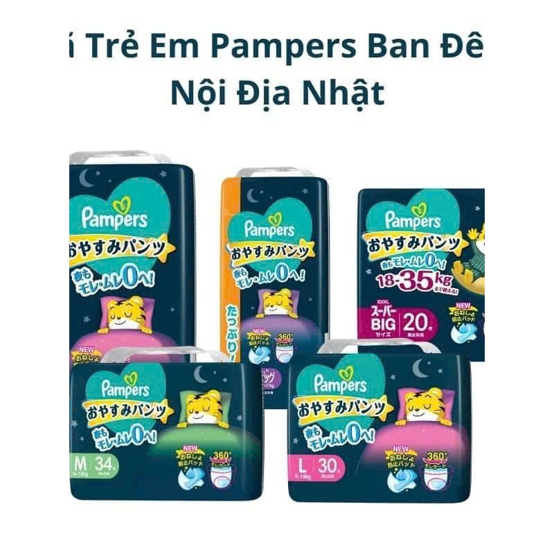 Bỉm PAMPERS SUPER JUMBO ban đêm cho bé,tả pamper,pampers official,tã đêm cho bé,bỉm đêm,bỉm gooby