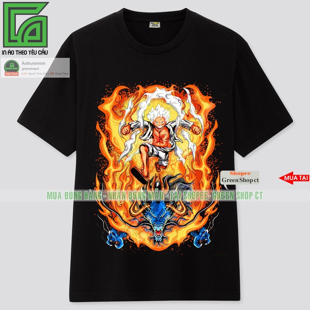 Áo thun One Piece Luffy JOY BOY Gear 5 màu đen trắng S382