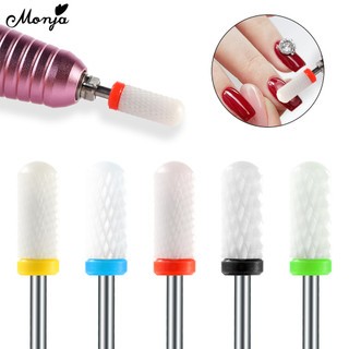 Monja Gốm Sứ Mũi Khoan Móng Tay Không Nhiệt Acrylic Đầu Mài Đầu Cho Điện Lớp Biểu Bì Sạch Xoay UV Gel Ba Lan Loại Bỏ Tràn DIY Dụng Cụ Tẩy Làm Móng Tay