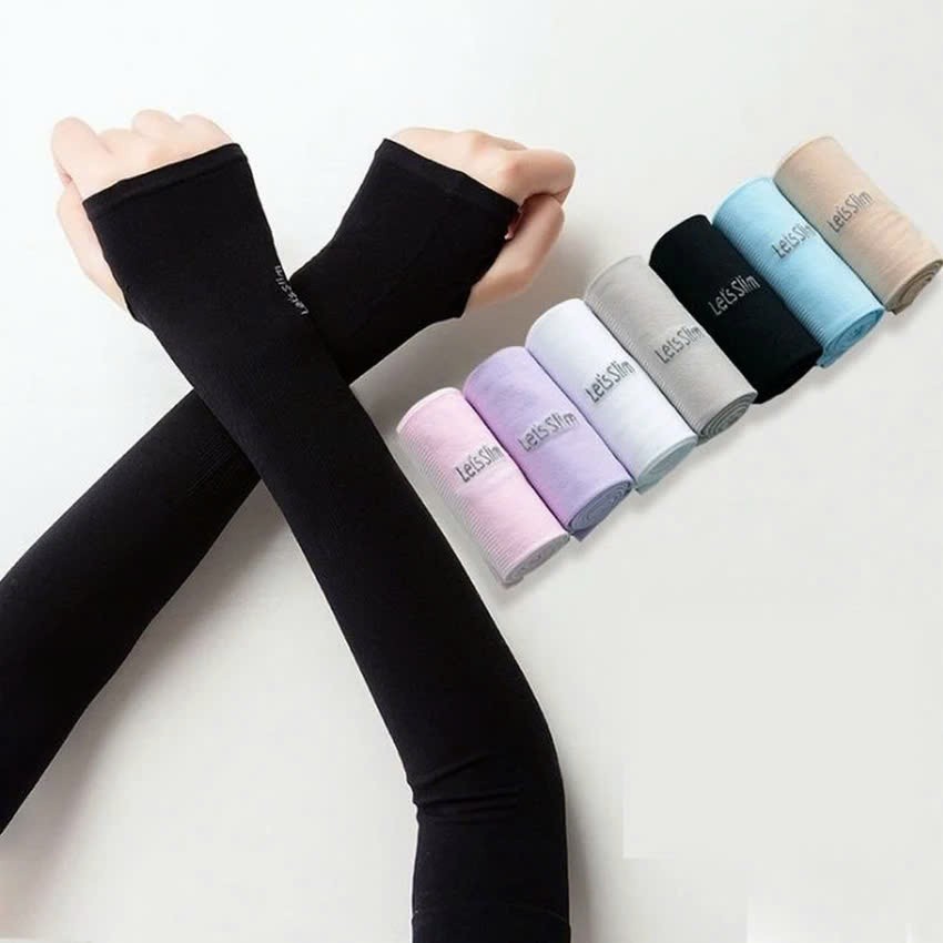 Bao găng tay chống nắng nữ iLita tất vớ ống tay dài chống tia UV che đi nắng xỏ ngón lái xe máy