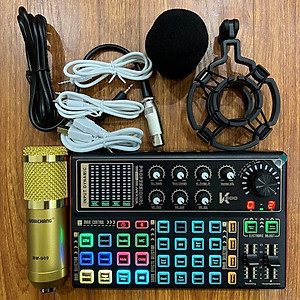 Bộ mic thu âm livestream online BM900 Sound Card K300 kèm dây kết nối bh 1 năm