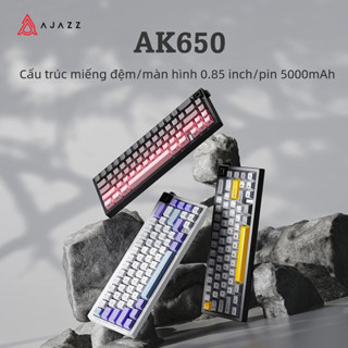 Bàn phím cơ không dây AJAZZ AK650 Bố trí 65% 66 phím với núm âm lượng màn hình 0,85in 3 chế độ BT / 2.4G / Đệm có dây Trao đổi nóng
