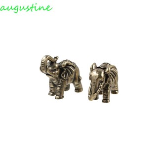 Augustine Blessed Elephan Miniatures, Tượng Voi May Mắn Mini Chắc Chắn, Di Động Dễ Thương Retro Thủ Công Đồng Động Vật Điêu Khắc Trang Trí Phụ Kiện