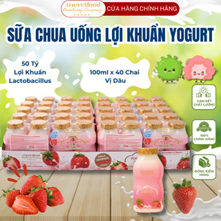 [40 chai ] 10 Lốc Sữa chua uống YOGURT - Mercifood Vị Dâu  100ml