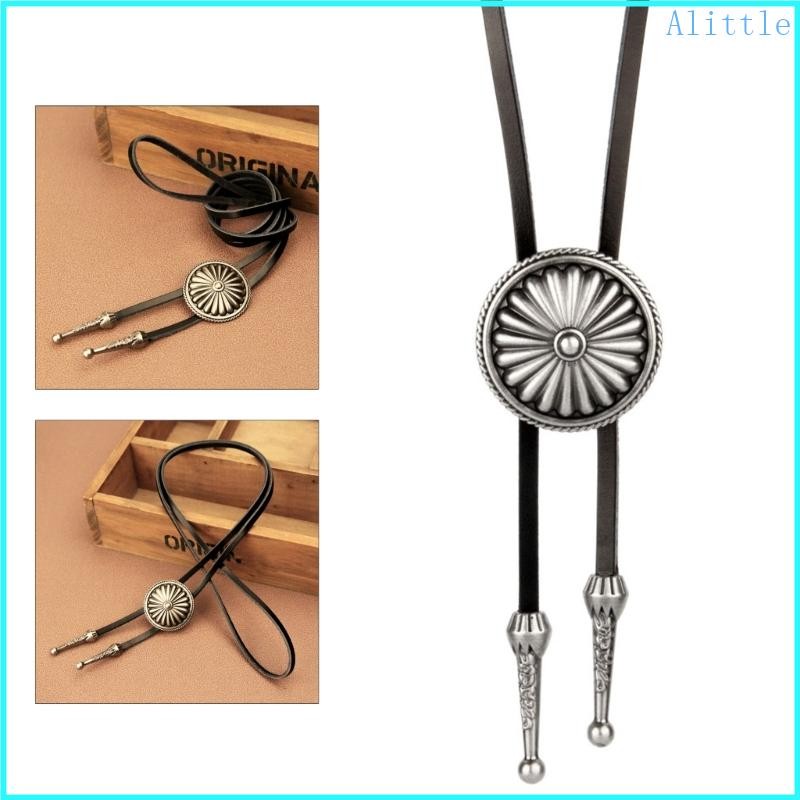 Alia Western Bolo Tie Vintage Tròn Bolo Tie Cao Bồi Cà Vạt Cao Bồi Bolo Tie Vòng Cổ Áo Len Dây Xích 
