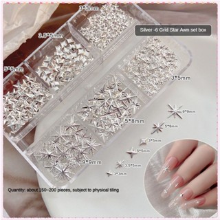 6 Lưới Nghệ Thuật Làm Móng Ngôi Sao Đinh Tán Trang Sức Mini Kim Loại Bạc Ngôi Sao Năm Cánh Kim Cương Hợp Kim Charm Tiệc Lễ Hội Trang Trí Móng Tay Công Cụ Làm Móng Tay Cho Tiệm Làm Móng TOGO