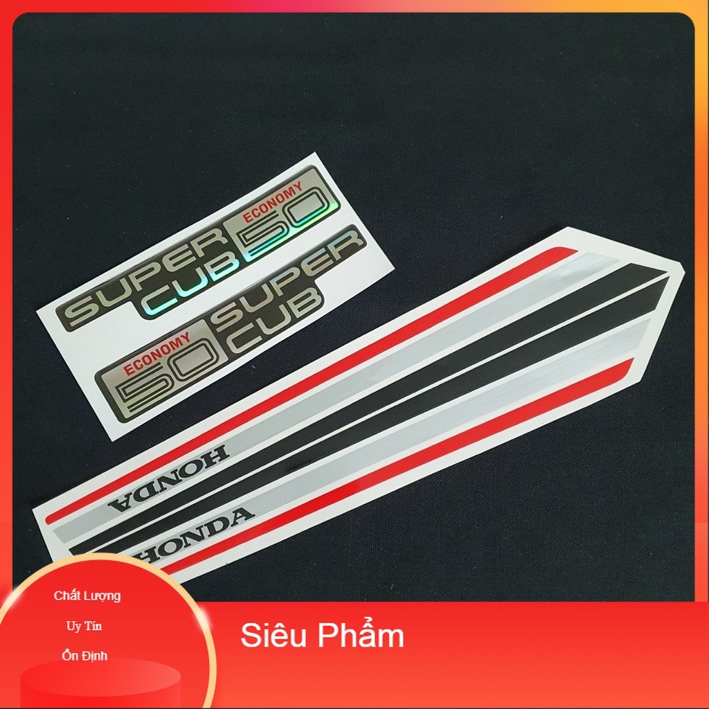 BỘ TEM 3 LỚP XE SUPER CUB 50 - TEM DÁN DÀN ÁO XE SUPER CUB 50, TEM NHƯ ZIN THEO XE tem dán bền keo, 
