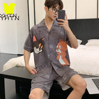 YHTN bộ ngủ nam chất lượng cao pijama  quần áo đồ Tay Họa Tiết Hoạt Hình Thời Trang Mùa Hè Cho pijama nam