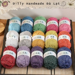 SỢI DỆT COTTON KIM TUYẾN - SỢI DỆT BLING BLING 1.5mm, 50gr - Tiệm Len Dolly Đà Lạt (sợi móc túi, sợi lấp lánh ít giãn)