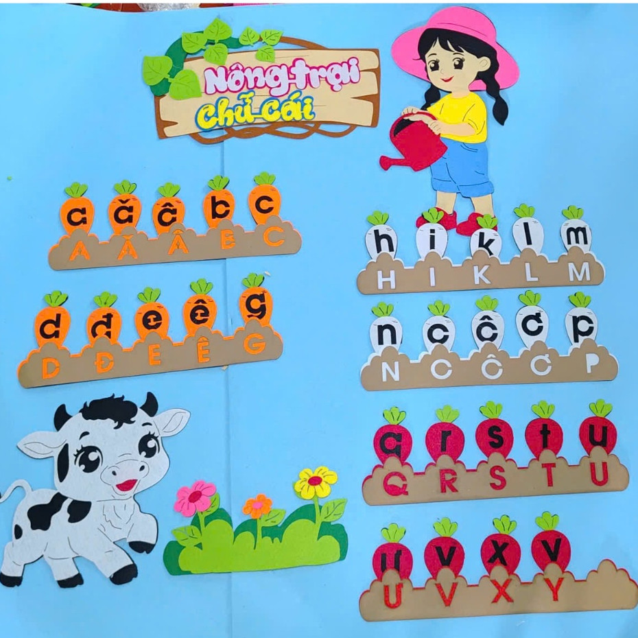 NÔNG TRẠI HOA CHỮ - trang trí STEAM - trang trí lớp mầm non - tiểu học