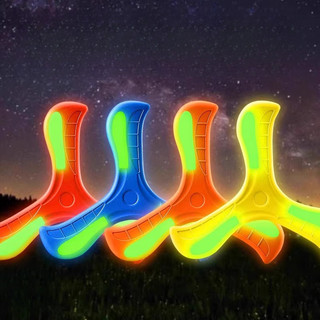 Đồ chơi boomerang LED cho trẻ em, đồ chơi ngoài trời frisbee mềm, cao su mềm ba lá boomerang