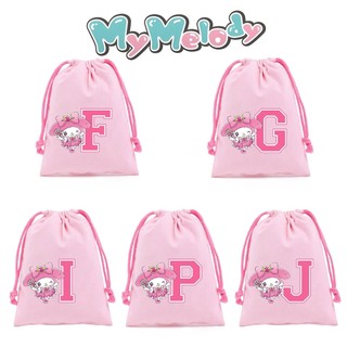 My Melody Hoạt Hình Tùy Chỉnh Chữ Cái Tiếng Anh A-Z Tên Dây Rút Túi Dự Tiệc Quà Tặng Túi Bảo Quản