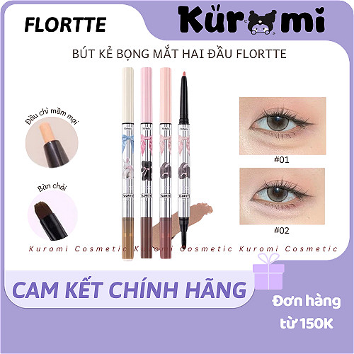 [FLORTTE] Bút Kẻ Bọng Mắt 2 Đầu Flortte, Bút Kẻ Bộng Mắt, Tạo Khối và Bắt Sáng Tự Nhiên Pounding Pen